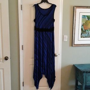 Blue and Black Striped Maxi Dress